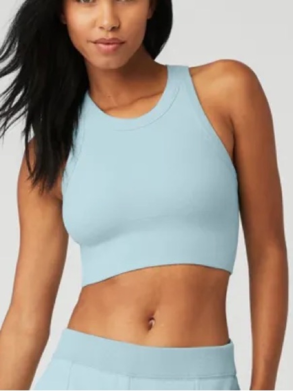 ALO | Seamless Delight High Neck Bra | Chalk Blue
